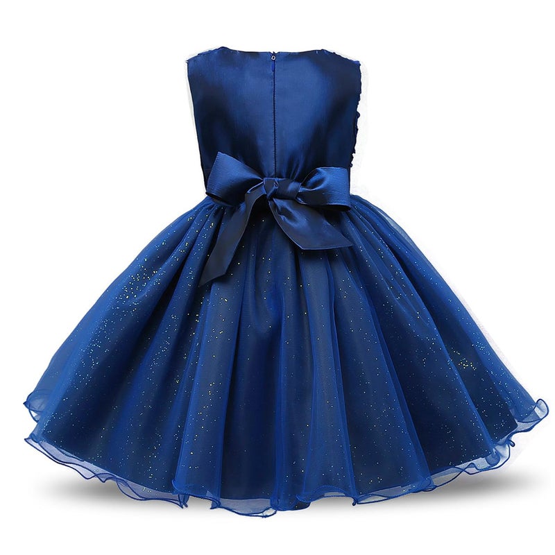 NNJXD Girl Sleeveless Lace 3D Flower Tutu Holiday Princess Dresses Size 6-7 Years Deep Blue - Image 2